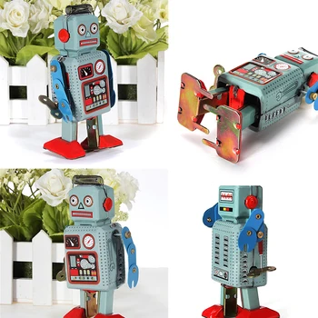 Vintage Mechanické Radar Robot Tin Hračka Retro Vintage Darček Deti Deti Hračky S Kľúčovými Hodinky Vietor Až Hračky Prechádzky 12*7*4 CM