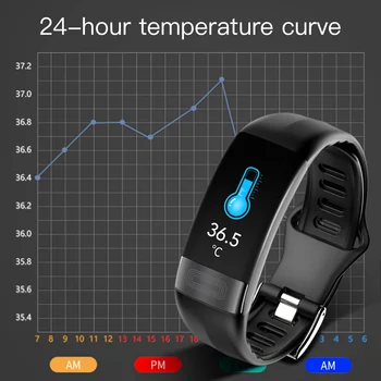 P11plus Krvný Tlak Smartband Srdcového tepu PPG EKG Inteligentný Náramok Činnosť Fitness Tracker Meranie telesnej teploty