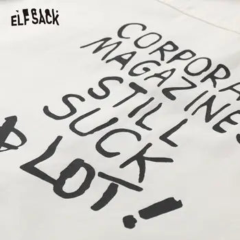 ELFSACK List Tlač Singel svojim Nadrozmerná Ženy Bunda,2020 Jeseň ELF Čistý Celý Rukáv Dámske,Bežné Denné Základné Outwears