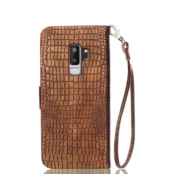 Flip Kožené Telefón puzdro Pre Samsung Galaxy S9 Plus S10 S10E s rezacím zariadením S10 S9 S8 Plus Note9 8 Luxusné Krokodílej Kože Peňaženky Karty Stojan, Kryt