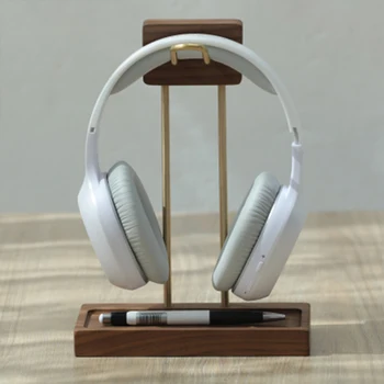 Kashcy Pevnej Drevenej Orech & Mosadze pre Herné Audio-Over-Ear Bluetooth Slúchadlá Slúchadlá Stojan, Držiak na Podporu Hráč Helper