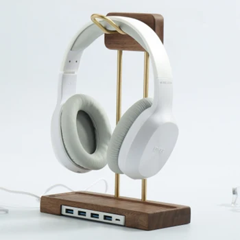Kashcy Pevnej Drevenej Orech & Mosadze pre Herné Audio-Over-Ear Bluetooth Slúchadlá Slúchadlá Stojan, Držiak na Podporu Hráč Helper