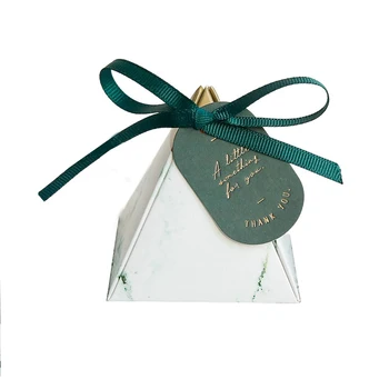 Trojuholník Diamond Marbling Svadobný Dar Box Papier Candy Boxy Baby Sprcha Čokoláda Obaly na Party Dekorácie