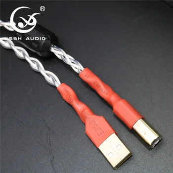 XSSH Biela OFC Čistá Meď, Striebro Rozšírenie Vrkoč DAC av Video Audio Výstup USB 2.0 A-B Kábel Drôt, Kábel