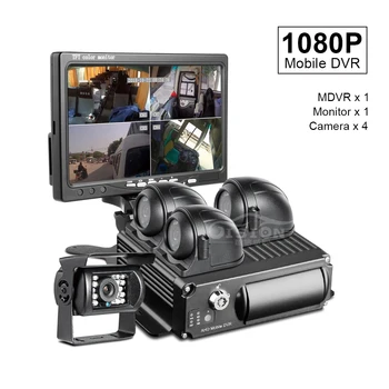 1080P Nepremokavé Nočné Videnie AHD Auta Dvr 4 Kamery+4CH SD Kamión, Autobus, Taxi videorekordér Mdvr+7Inch Auto Monitor Pre Automobilovú Bezpečnosť