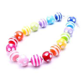MSH.SLNKO Rainbow Štýl Robustný Korálky Náhrdelník Fashion Dievčatá Robustný Bubblegum Náhrdelník Pre Dieťa, Batoľa, Šperky, Doplnky, 2ks