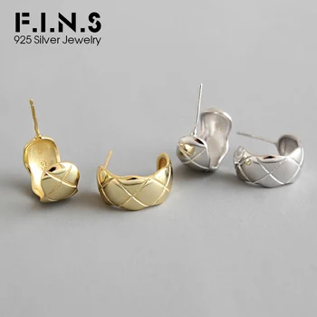F. I. N. S Náušnice Ženy 925 Silver Malá Bránka Náušnice Zlatá Farba Široký Vyrezávané Mincový Striebro Kórejský Náušnice, Módne Šperky