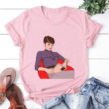 Audrey Hepburn Grafické Tlače T-shirt Ženy 2020 Lete Bežné Streetwear Top Tričko Nové Harajuku Estetické Ružová Sučka T Tričko