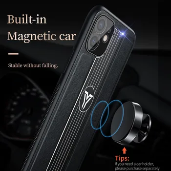 Magnetický držiak do Vozidla puzdro Pre iphone 12 11 Pro Max Xr Xs X 7 8 plus Magnetické kožené telefón prípadoch Stáť Krúžok Ochrana Zadného Krytu
