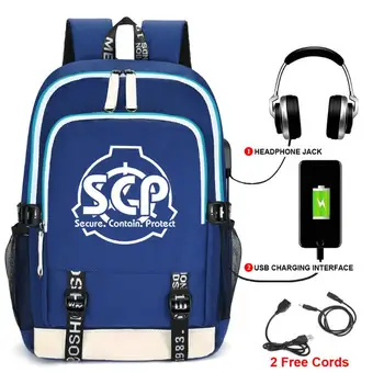 Cartoon SCP Bezpečné Obsahovať Chrániť Nadácie USB Batoh Taška Školské tašky Cestovné Taška na Prenosný počítač a Rezervovať si Cestovanie Teenagerov Darček