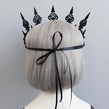 Čierny Kvet Halloween Koruny Strany Hairband Gotický Vietor Cosplay Hlavový Most Pokrývku Hlavy Príslušenstvo