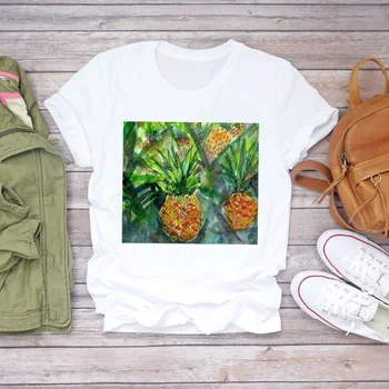 Ženy Citrónom Ovocie Tlač Vacay Režim Roztomilý 90. rokov Lady Tlačiť T-shirts Top T Shirt Ladies Dámske Grafické Ženský Čaj T-Shirt