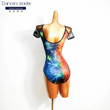 2020 nový latinský tanec jedného kusu topy dámske maľované self-pestovanie one-piece suit temperament all-zápas one-piece suit