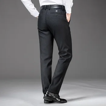 - SHAN-BAO Hrubé a teplá rúna straight-leg bežné nohavice 2020 zimné oblečenie značky luxusné high-kvalitné pánske straight-leg nohavice
