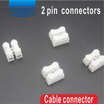 100ks 2 pin push rýchly konektor kábla svorka Zapojenie Svorkovnice 10A 250V
