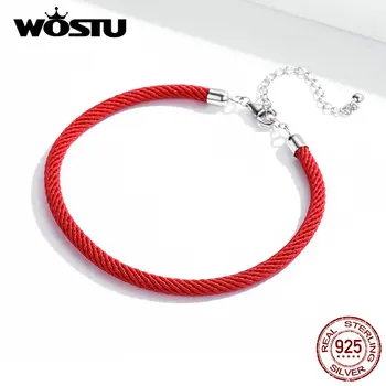 WOSTU 2020 Reálny 925 Sterling Silver Náramky Pre Ženy Červené lano Odkaz Náramky Rýchle dodanie 7 Deň príchodu Z Poľska