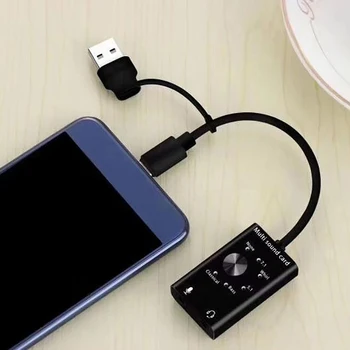 Headset 7.1 Externé Zvukové Karty pre Notebook o USB 3D Zvuková Karta, Mikrofón