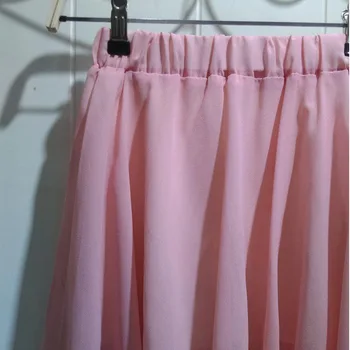 LJCUIYAO Ružová Skladaný Šifón Sukne Lete Vysoký Pás Skladaný Mini Sukne dámske Módne Štíhly Pás Bežné Sukne Vysokej Kvality