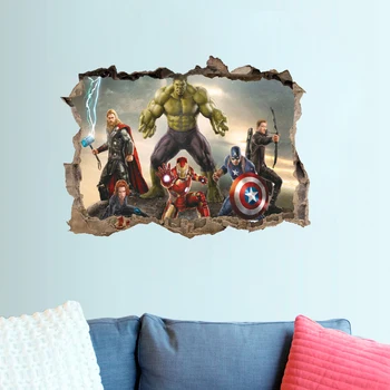 Marvel Avengers Samolepky na Stenu Pre Deti Izba Chlapec, Spálne, Doplnky, Dekoratívne Stenu DIY Nástenné Art PVC Plagát