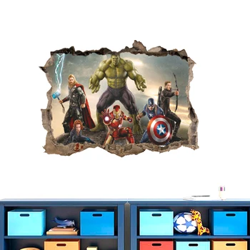 Marvel Avengers Samolepky na Stenu Pre Deti Izba Chlapec, Spálne, Doplnky, Dekoratívne Stenu DIY Nástenné Art PVC Plagát