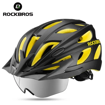 ROCKBROS Cyklistické Prilby na Bicykli S Okuliare Integrally-tvarovaný Ultralight Magnetické MTB Horskej Ceste, Okuliare, Cyklistické Prilby