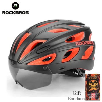ROCKBROS Cyklistické Prilby na Bicykli S Okuliare Integrally-tvarovaný Ultralight Magnetické MTB Horskej Ceste, Okuliare, Cyklistické Prilby