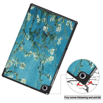 Marhuľový Kvet Farebné Kresby Kožené puzdro pre Kartu Lenovo M10 Plus TB-X606F TB-X606X 10.3 palcový Tablet Ochranný plášť