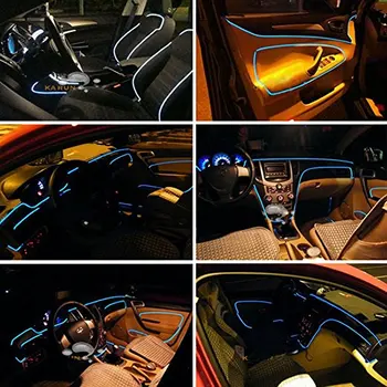 Zvukovo Aktívny RGB LED Interiéru Vozidla Svetlo Multicolor EL Neon Pásy Svetla Telefón Bluetooth Ovládanie Atmosféru Svetlo 12V