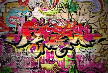 Graffiti Tehlovej Steny Mesto foto pozadie Vinyl tkaniny Vysokej kvality Počítač tlač strany pozadí