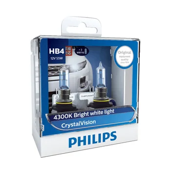 Philips H1 H4 H7 H11 9005 9006 12V Crystal Vision 4300K Jasné Biele Svetlo Halogénové Auto Svetlometov Hmlové Svetlomety , Pár