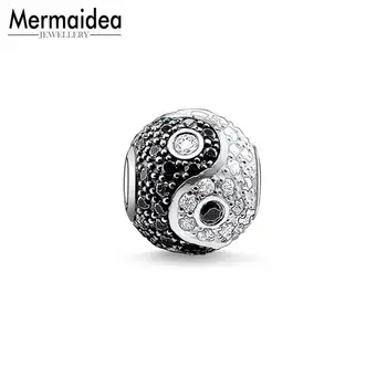 Korálky Yin Yang Pripraviť Micro Pave Loptu Kúzlo Guľôčok Pre Ženy DIY Jemné Šperky, Takže Muži strieborné pozlátené Šterlingov Módne Perličiek