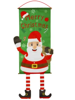 Tvorivé Vianočné Závesné Látkové Vlajka Elk Santa Claus Snehuliak Krúžok Handričkou Stene Dvere Dekorácie Prívesok Vianočný Darček