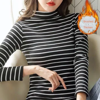 Bežné Teplé Ženy T-Shirt Long Sleeve Kórejský Štýl Slim Basic Bavlnené Tričko Top Dámske Oblečenie Na Jeseň Zima T Shirt Femme