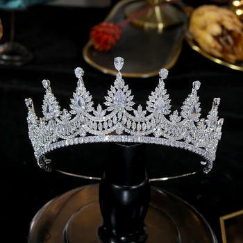 ASNORA Luxusné Tiaras A Koruny, zapojenie tiara svadobné koruny, večerné šaty, doplnky, svadobné šperky CZ zirkónmi tiara