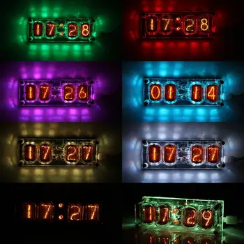 V-12 Svietiť Trubice Hodiny 4-Bitový DS3231 IN12 Nixie Tube Clock Steampunk Dekor Darček s Multicolor RGB LED Podsvietenie