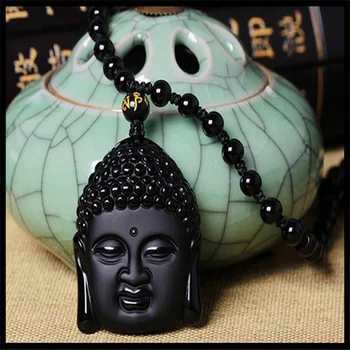 Veľkoobchod Prírodné Obsidian Peeling, Prívesok, Čierny Buddha Hlavu Prívesky Preložený Buddha Hlavu