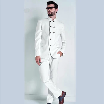Traje hombre de blanco trajes de boda novio Stojan Golier Saka hecho a medida Slim Fit Bežné esmoquin mejor Hombre de Trajes