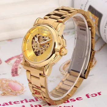 2020 nový začiatok luxusné módne trendové módne dámy bežné malé dial zlato duté automatické mechanické hodinky dámy náramok hodiniek