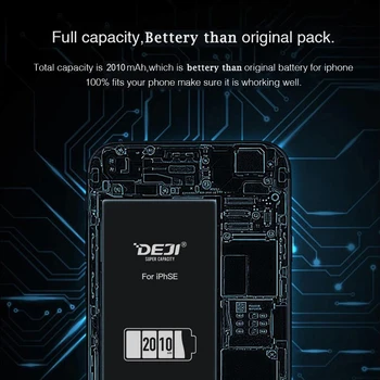 DEJI Li-ion polymer Reálne Originálne Batérie Pre 5SE iPhone vysoká kapacita batérie 2010mah Nahradenie Zadarmo Tool kit nálepky