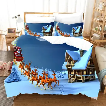 Vysoko Kvalitné Vianočné 3D posteľná bielizeň Set Print Perinu obliečka na Vankúš Sady Kráľ, Kráľovná Twin Veľkosť Cumlík Posteľ Darček Pre Dieťa
