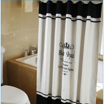 Ouneed sprchový záves Black & white patchwork abecedy tlač nepremokavé Kúpeľňa Záclony Mildewproof Kúpeľňa opony Kvapka Loď