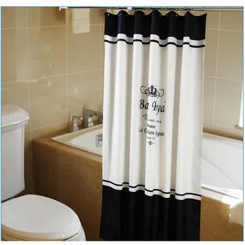 Ouneed sprchový záves Black & white patchwork abecedy tlač nepremokavé Kúpeľňa Záclony Mildewproof Kúpeľňa opony Kvapka Loď