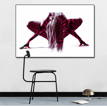 Obrázok Plagáty, Nahá Žena Čierna Biela Červená Stena Umelecké Plátno Maľba Dekorácií pre Domáce olejomaľba Obraz na Stenu Bez Rámu