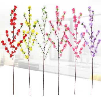 65 cm 5 ks Slivka Čerešňové Kvety Umelého Hodvábu Kvet Flores Sakura Konáre Stromov Home Table Obývacia Izba Dekor DIY Svadobná Výzdoba