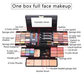 Eyeshadow Palety Prípade Make-Up Set 39 Farebné Očné Tiene 6 Farieb Červenať 4 Farby Prášok Kozmetika Box Vianočný Darček 2021 Šťastný