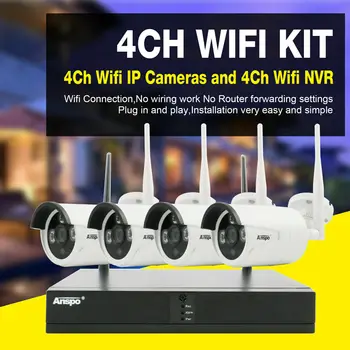 Anspo Bezdrôtový 4CH 1080P NVR Vonkajšie vnútorné WIFI HD Kamery CCTV Systém Zabezpečenia Auta