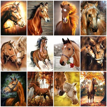 HUACAN Obrázky Podľa Čísla Koňa DIY Ručne Maľované Maľovanie Podľa Čísel Zvieratá Darček Domáce Dekorácie na Stenu Umenie