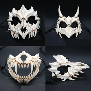 Halloween Ženy Muži Yaksha Nebeský Chrt Dragon Boh Tiger Mask Demon Lebky Rekvizity Japonský Strašidelné Cosplay Kostým Deň Mŕtvych