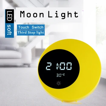 LED Mesiac nástenné hodiny Digitálne Stolové Hodiny Budík Tichý Pohyb Nástenné Hodiny Nočného Pre Domáce Obývacia Dekorácie na Stôl hodiny