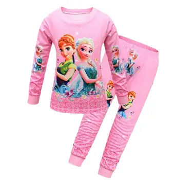 Disney detské Mrazené Pyžamo Nastaviť Deti Baby Girl Jar Jeseň Pyžamo Pajama Deti Elsa Sleepwear Oblečenie Nastaviť Vianočný Darček